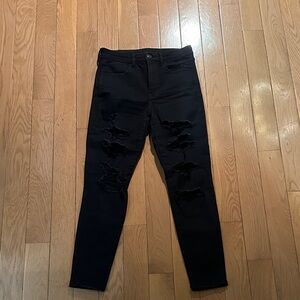 American Eagle Outfitters Black Ripped Skinny Jeans